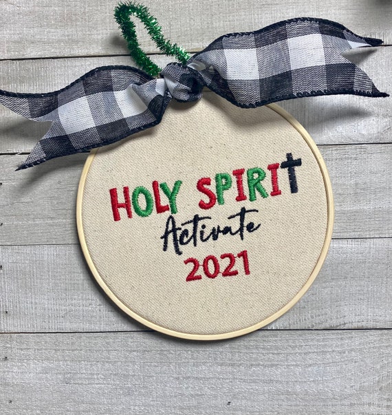Embroidered, Holy Spirit Activate, Family Freud, Contestant, 2021, Christmas, Tree, Ornament, Home, Office Decor, Gift