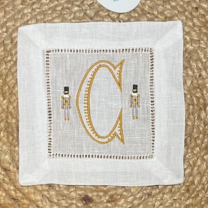Embroidered Nutcracker Cocktail Napkins, Christmas Cocktail Napkins, Nutcracker Hostess Gift, Christmas Party Decor, Nutcracker Christmas