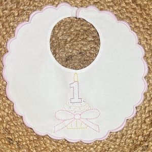 Embroidered Cupcake Bib, First Birthday Bib, Cupcake and Sprinkles Party, Personalized First Birthday Bib, Ruffle Embroidered 1st Bday Bib