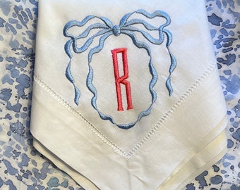 Personalisierte gestickte monogrammierte Hochzeits-Servietten, Tisch-Servietten, Klassische Hohlsaum-Leinen-Servietten, Satz von Dinner-Party-Servietten, 20 x 20
