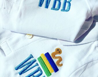 Embroidered Monogrammed Kids Polo, School Polo, Long Sleeve or Short Sleeve, Toddler Dress Shirt Gift, Initials Polo