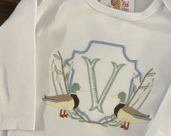Mallard Gown Set, Embroidered Ducks Going Home Outfit, Boys/Unisex Layette Gown, Baby Girls Duck Bloomers, Duck Lovers Baby Shower Gift Set