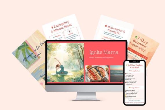 Busy Mom Burnout Toolkit | 7-Day Reset Planner | Self-Care Printable | Ignite Mama Wellness Workbook