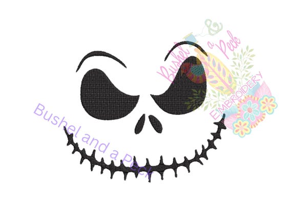 Jack the Skeleton Embroidery Download Instant Embroidery File, Jef, Exp, PES, VIP, Hus, Dst, Halloween Nightmare Jack Face Embroidery Design