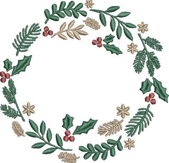 Christmas Wreath Embroidery Frame, Holiday Holly Embroidery Wreath, Monogram Wreath for Machine Embroidery, 2 sizes, Instant Download Design