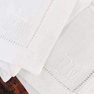 Embroidered Monogrammed Cocktail Napkins, Linen Cocktail Napkins, Housewarming Hostess Gift, Party Decor, Monogrammed Linen Wedding Gift