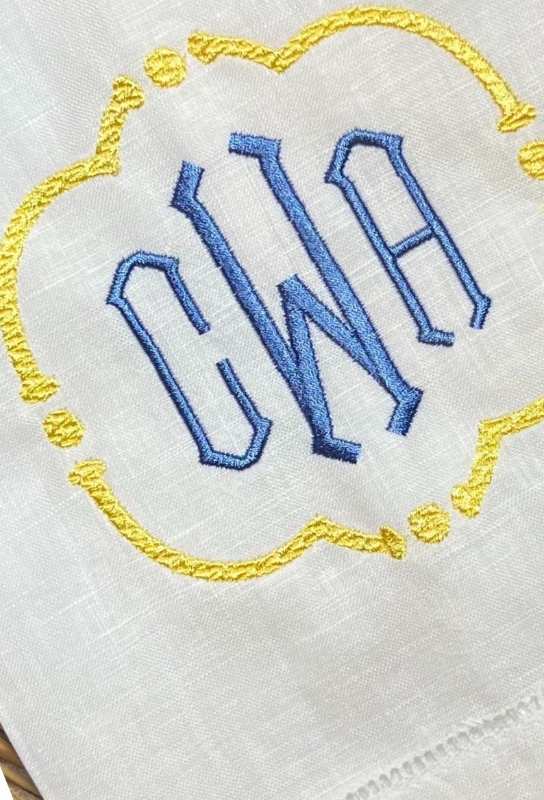 Monogrammed Hemstitch Linen Guest Hand Towel Embroidered Tea Etsy