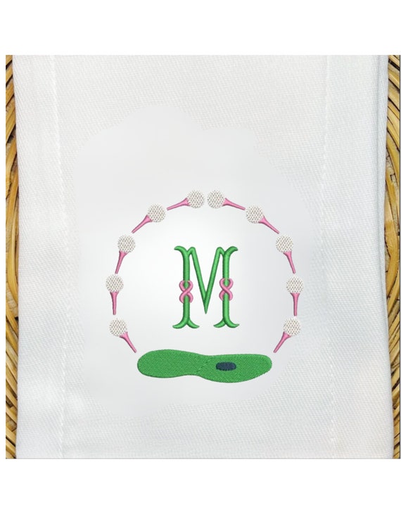 Unisex Golf Ball and Golf Green Monogram Burp Cloth Bib, Embroidered Golf Bib, Newborn Golfer Bib and Burp Set, Golf Baby Shower Gift