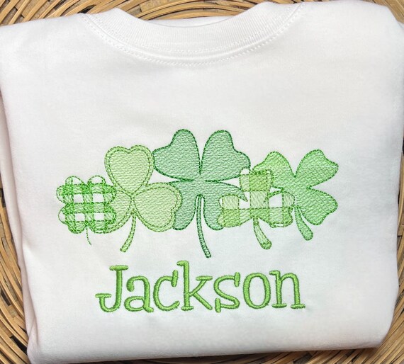 Unisex, Embroidered, Personalized, Name, St Patrick's Day, Clover, Shirt, Long Sleeve, Short Sleeve, Toddler, Fast One Day Ship Gift, Girls