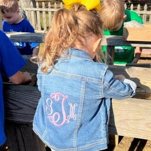 Toddler Girls Monogrammed Embroidered Jean Jacket, Monogrammed Denim Jacket, Girls Initial Jacket, Denim Jacket for Kids, Monogrammed Jacket
