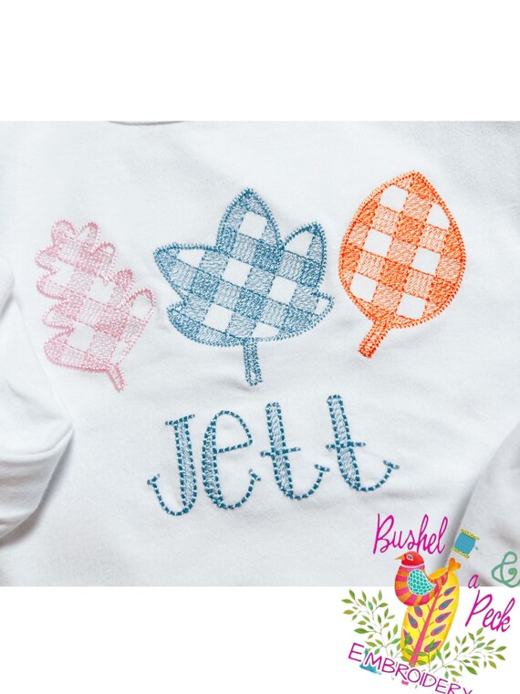 Embroidered Monogram Fall Leaves Shirt, Toddler Kids Fall shirt, Long Sleeve, Short Sleeve, Ruffle, Plain, Sizes 6 Months to 12 Y