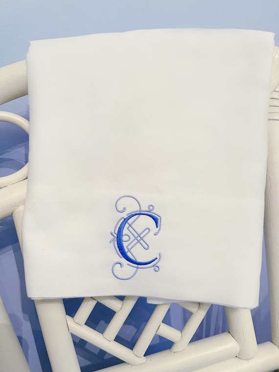 Personalized, Custom, Monogram, Classic, Embroidered, Initial, Single, Standard Queen King Pillowcase, Bridal Shower, Satin Pillowcase