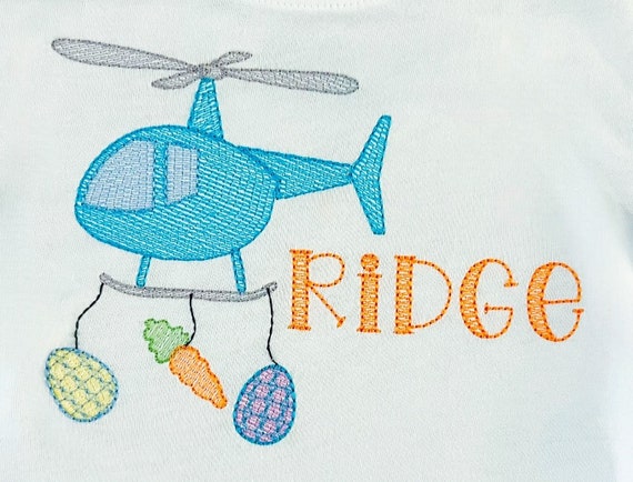 Embroidered Easter Helicopter Shirt, Carrot and Eggs Easter Outfit, Toddler Unisex Easter Shirt, Kids Easter Shirt, Easter Shirt for Boys