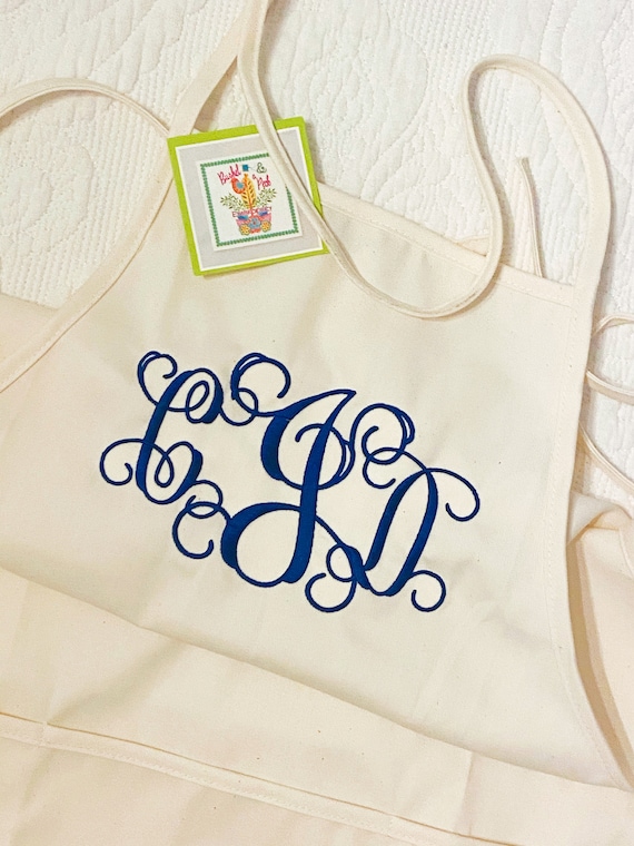 Personalized, Monogrammed Apron with Pockets, Full Length Embroidered Gardening Cooking Apron, Mother's Day, Father's Day, Child's Apron