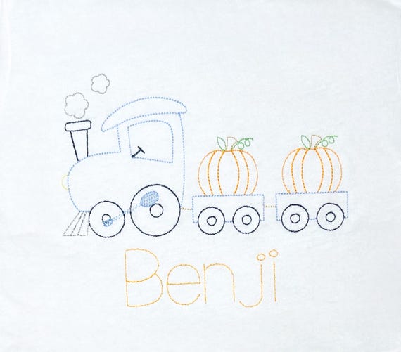 Unisex Pumpkin Train Shirt, Unisex Fall Embroidered Toddler Long Sleeve, Kids Train Short Sleeve Shirt, Ruffle, Boys Fall Train Plain Shirt