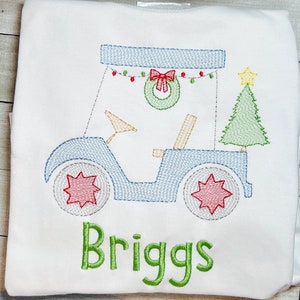 パーソナライズされた刺繍入りクリスマスゴルフカートシャツ、長袖、半袖、フリル、無地、子供用ゴルフギフト
