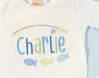 Embroidered Fishing Shirt, Girls and Boys Summer Fish Shirt, Toddler Fishing Shirt, Outdoor Loving Boys Shirt, Kids Beach Outfit, Camp Shirt