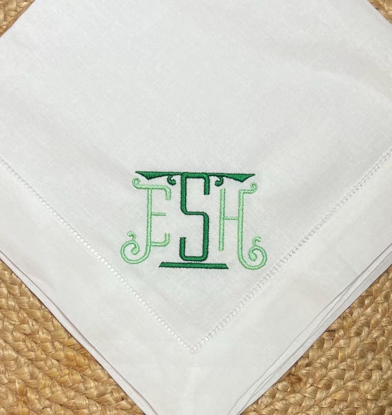 Personalized, Embroidered Monogrammed Dinner Party Napkins, Classic Hemstitch, Buy 1 or a Set!