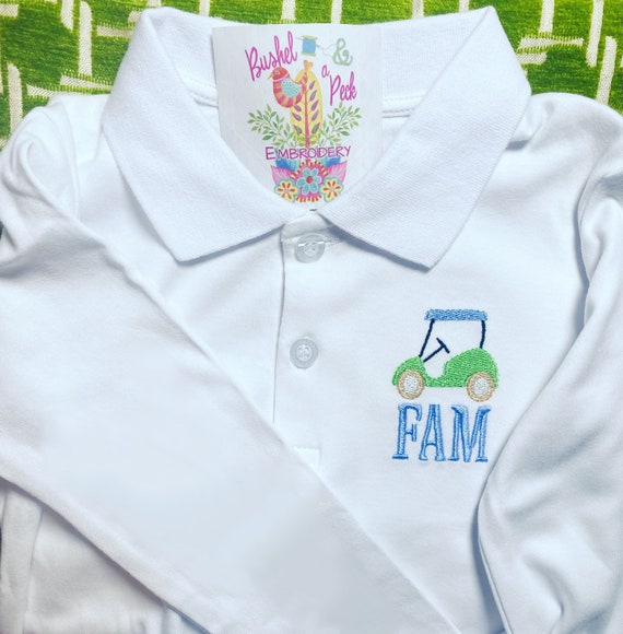 Embroidered Monogrammed Kids Golf Cart Polo, Tournament, Caddy, Tee Time, Long Sleeve, Short Sleeve, Toddler Golfer Gift, Name Polo