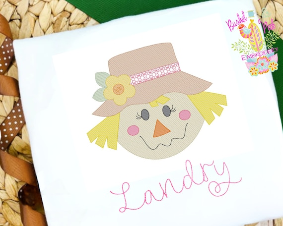 Embroidered Girls Scarecrow Shirt, Kids Thanksgiving Fall Shirt, Long Sleeve, Short Sleeve, Ruffle, Plain, Sizes 6 Months to 12 Y