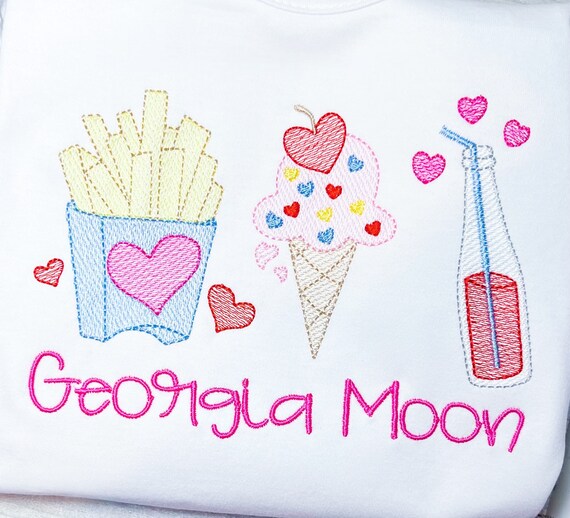 Valentines Day Sweet Life Shirt, Fries, Soda, and Sundae Ruffle, Long Sleeve, Short Sleeve, Girls Valentines Shirt, Toddler Heart Shirt