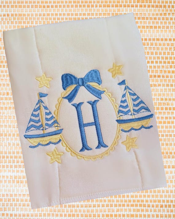 Personalized Sailboat Baby Going Home Outfit | Embroidered Monogram Layette Set | Nautical Newborn Gift | Baby Shower Gift