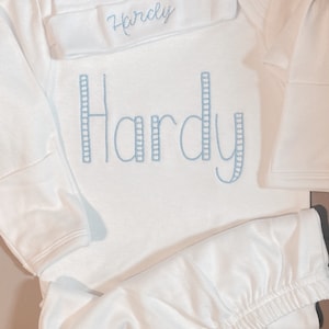 Embroidered Unisex Baby, Going Home Outfit, Baby Gown for Boy, Newborn Layette and Hat Baby Gift, Classic Embroidered Baby Gift, Baby Shower