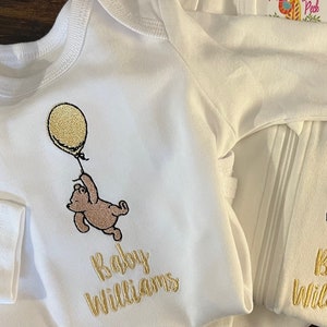 Classic Winnie the Pooh Gown/Footie, Boy Coming Home Outfit, Unisex Coming Home Outfit, Newborn Pooh Outfit, Baby Shower Gift, Pooh Theme