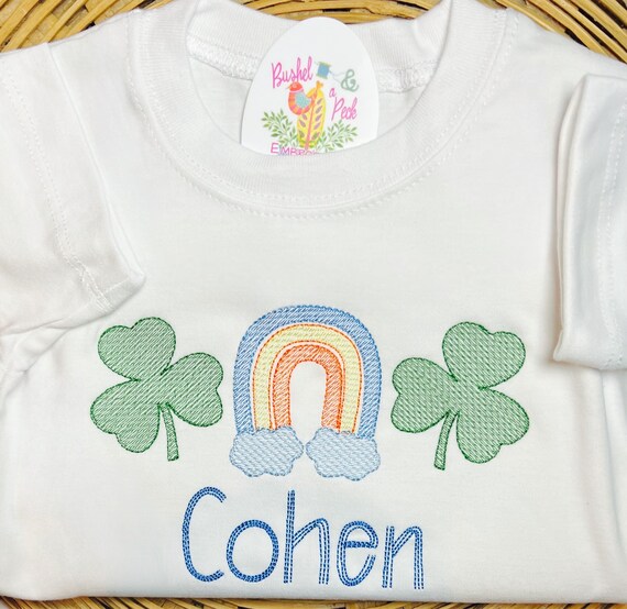 Saint Patrick’s Day Clovers and Rainbow Shirt, Rainbow Baby Shirt, Lucky Clovers Long Sleeve, Kids Shamrock Shirt, Boys Toddler Clover Shirt