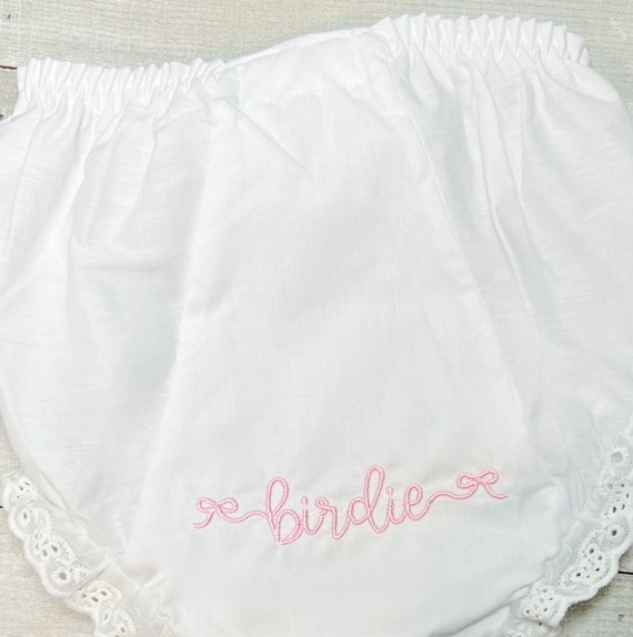 Embroidered Monogrammed Bow Baby Bloomers, Burp Cloth Set, Cloth Bloomers, Diaper Cover Gift, Bow Bib, Embroidered Bow and Name Layette