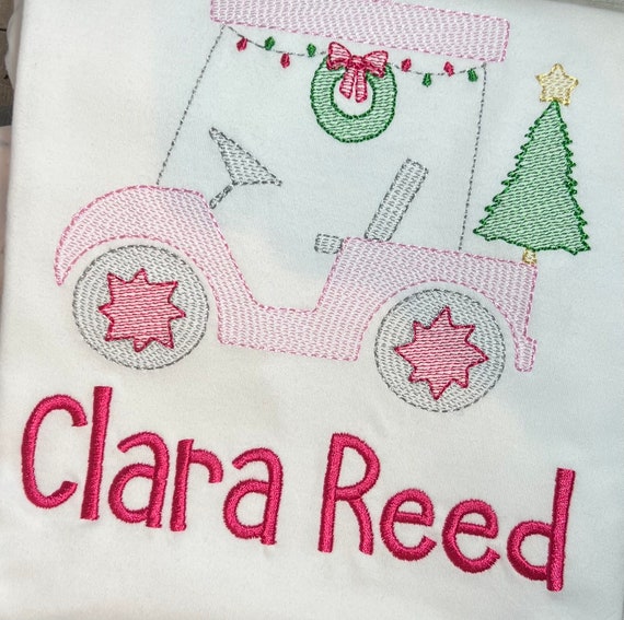 Personalized Embroidered Christmas Golf Cart Shirt, Long Sleeve, Toddler Christmas Golf Cart Shirt, Holiday Kids Golf Top, Kids Golf Gift