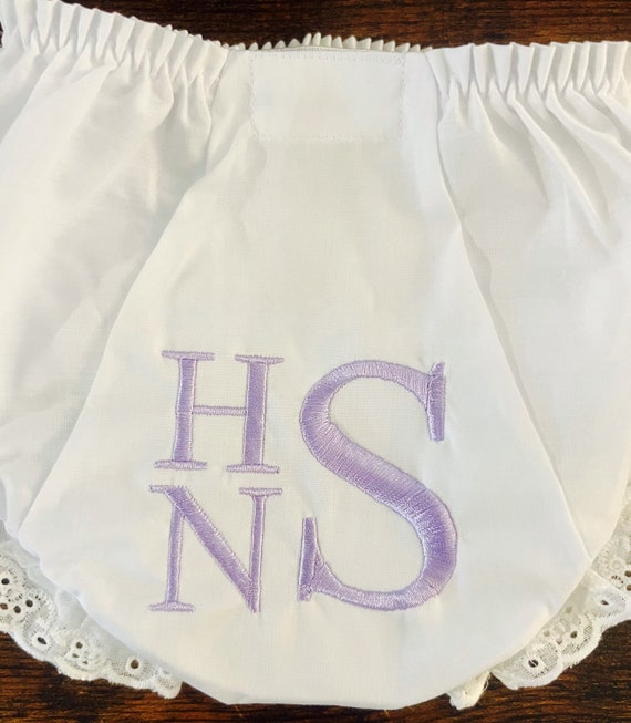 Embroidered Monogrammed Baby Bloomers, Burp Cloth Set, Cloth Bloomers, Diaper Cover Gift, Monogrammed Bib, Embroidered Initials Layette/Gown