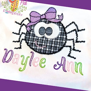 Girls Halloween Itsy Bitsy Spider Shirt, Embroidered Spider Shirt, Personalized Toddler Halloween Shirt, Girls Halloween Gift