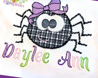 Girls Halloween Itsy Bitsy Spider Shirt, Embroidered Spider Shirt, Personalized Toddler Halloween Shirt, Girls Halloween Gift