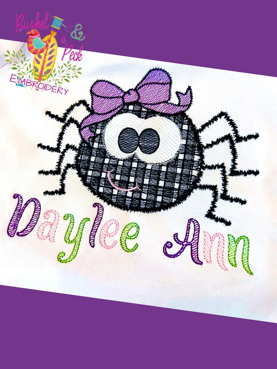 Girls Halloween Itsy Bitsy Spider Shirt, Embroidered Spider Shirt, Personalized Toddler Halloween Shirt, Girls Halloween Gift