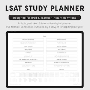 LSAT Digital Study Planner | iPad and Tablet | LSAT Prep | Blind Review | Score Tracking