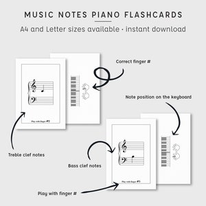 Piano Music Notes Flashcards: Treble & Bass Clef (Digital Download)