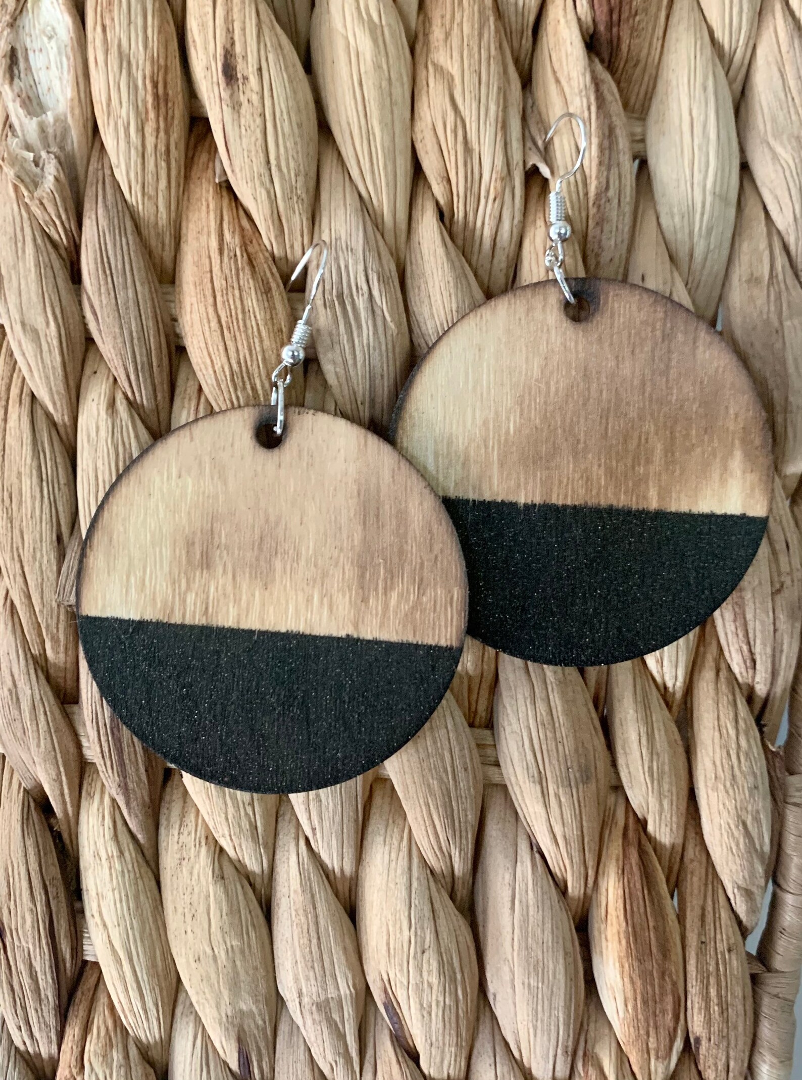 Hand painted wooden earrings Etsy