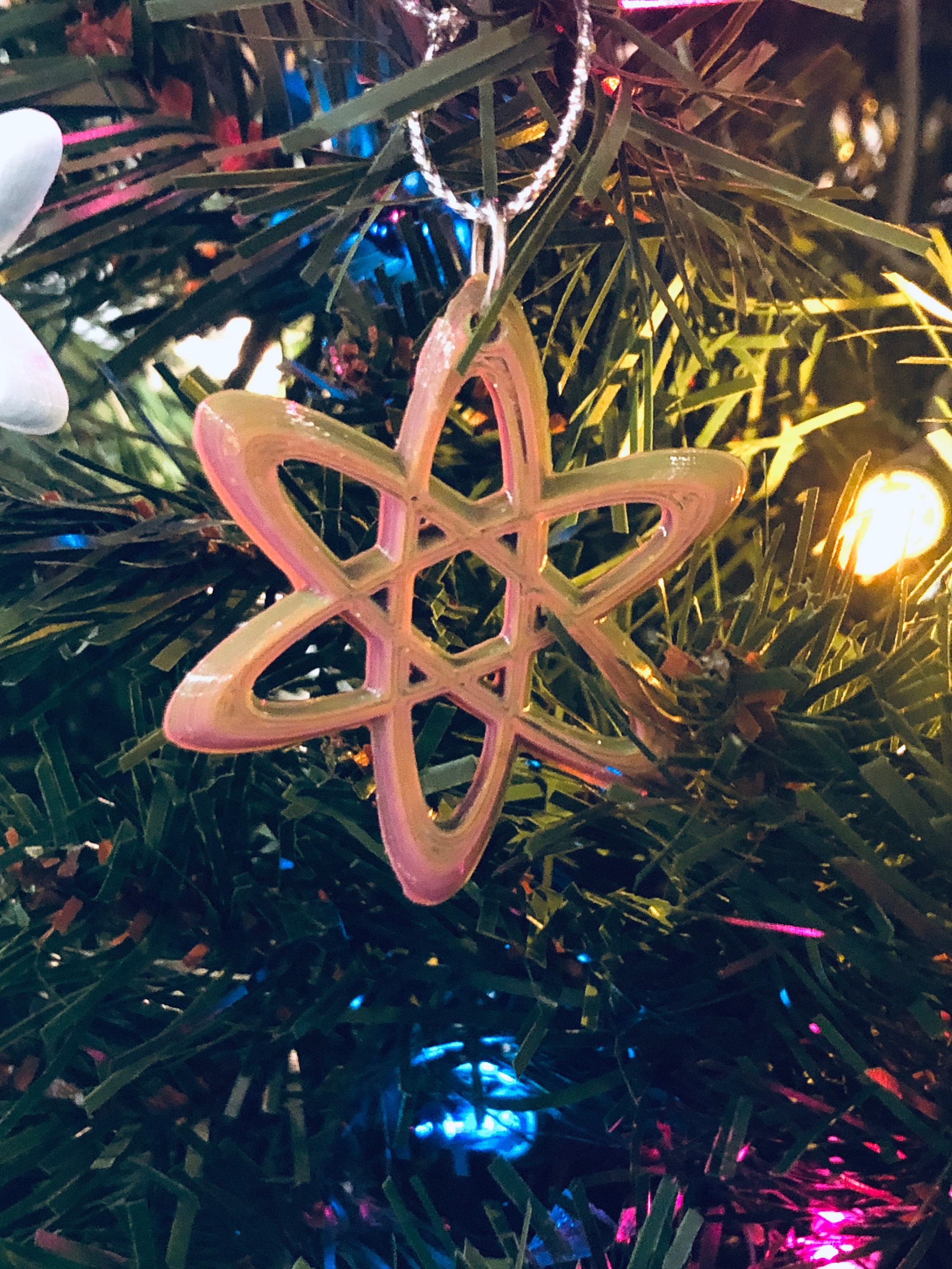 Atom Ornament Science Christmas Ornament Green and Pink Etsy