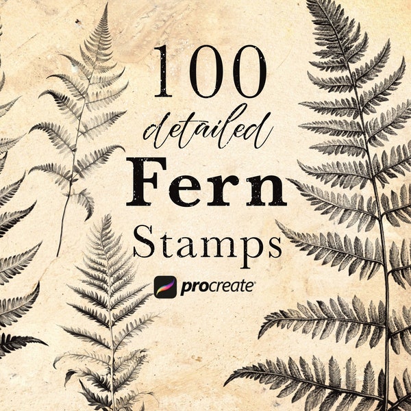 Fern Procreate Stamp Brushes | Greenery Stamps | Detailed Fern Illustrations | Tattoo Stamps | Botanical Stamps | Unique Fern Tattoo