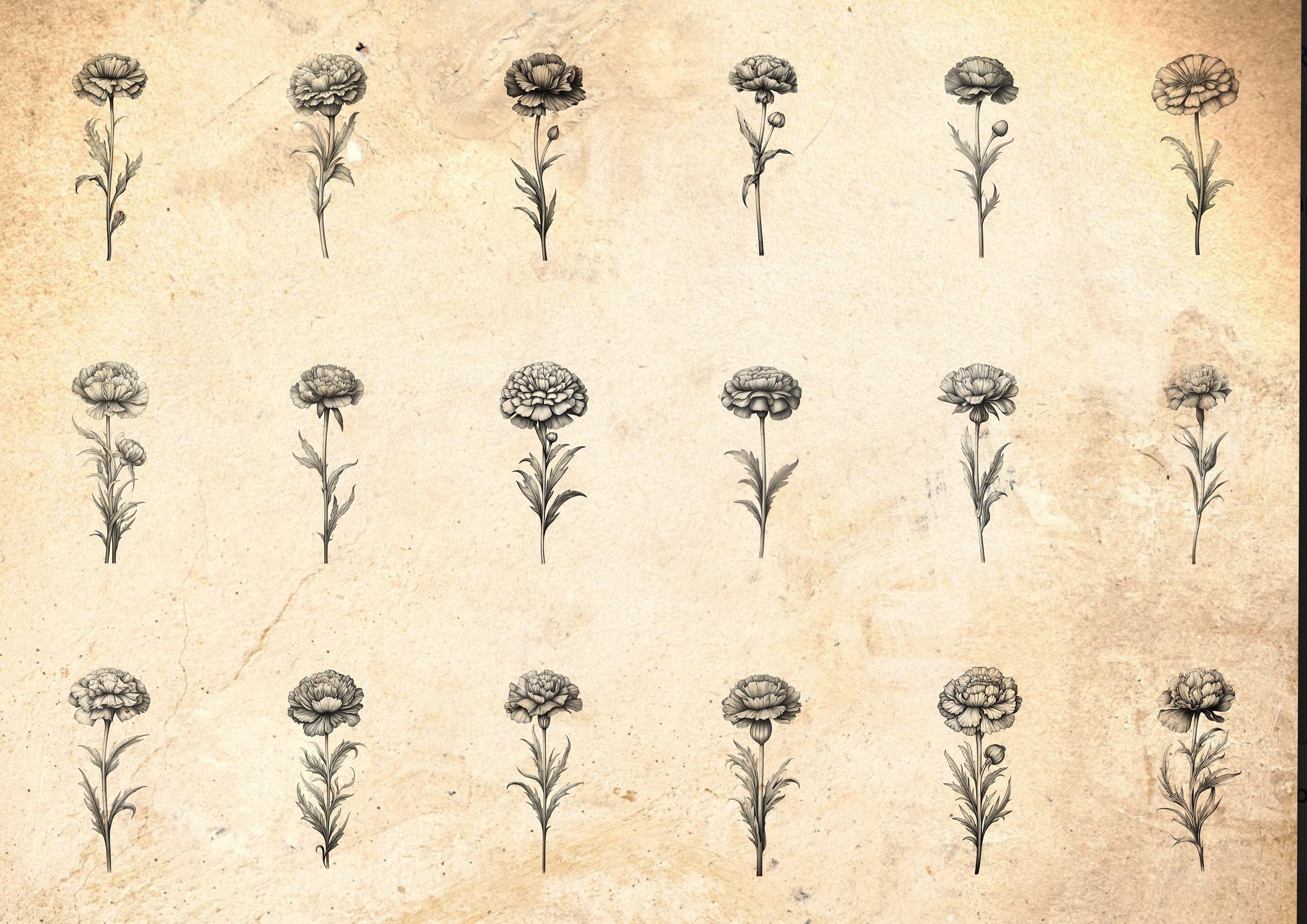 Marigold Flower Procreate Stamp Brushes Tagetes Blossom - Etsy