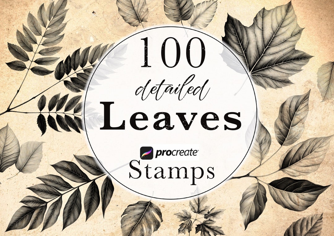 100 Detailed Leaf Procreate Stamps: Botanical Brush Set • .brushset for ...