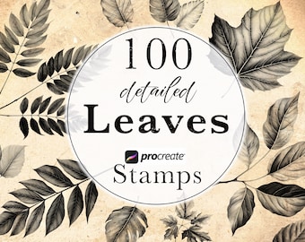 100 Detailed Leaf Procreate Stamps: Botanical Brush Set • .brushset for iPad/Apple Pencil