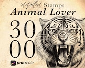3000+ Animal Procreate Stamp Brushes: Wildlife Tattoo Stencil Bundle, Fine Line Digital Brushset