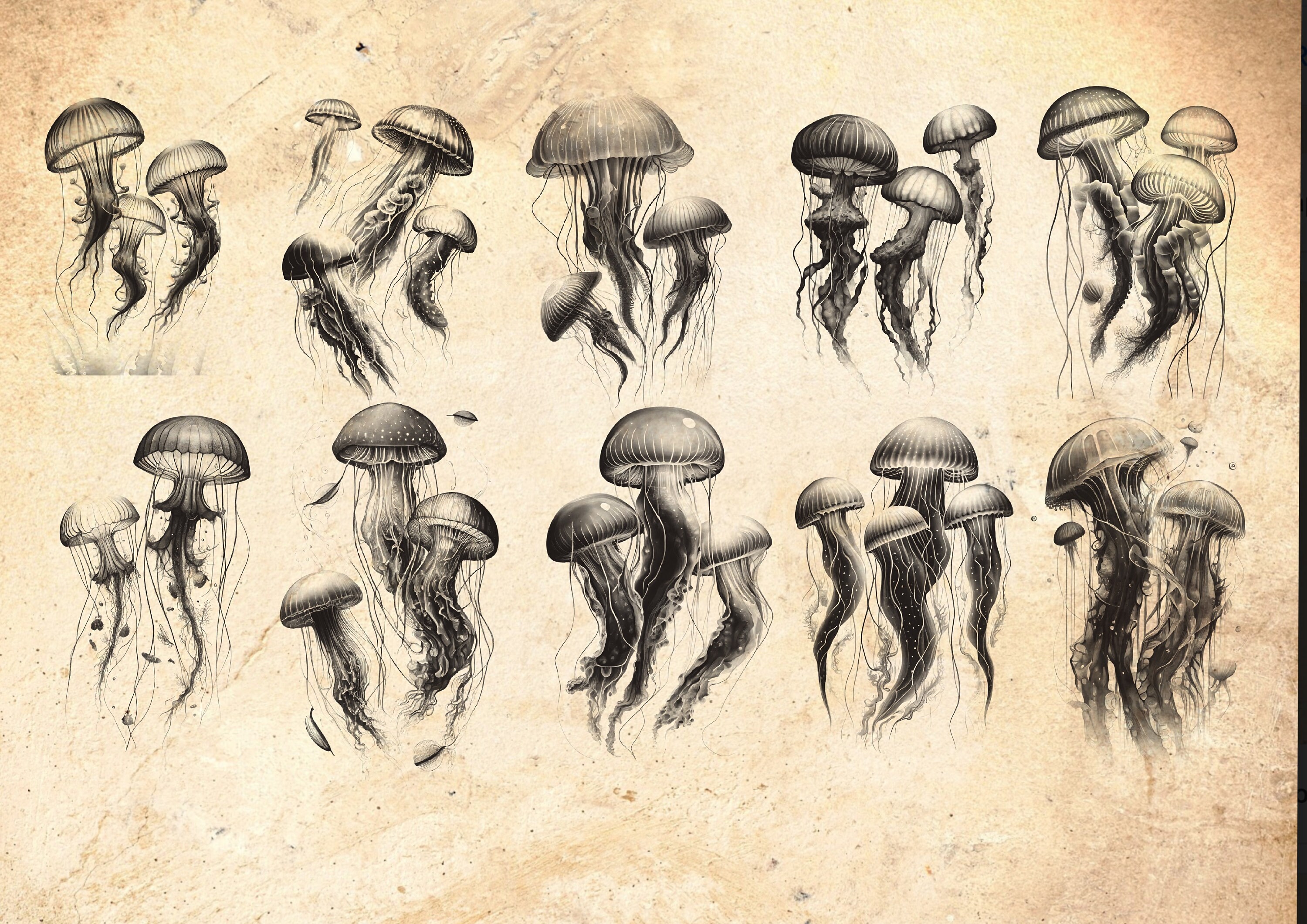 Jellyfish Procreate Stamp Brushes Ocean Jellyfish Procreate Etsy