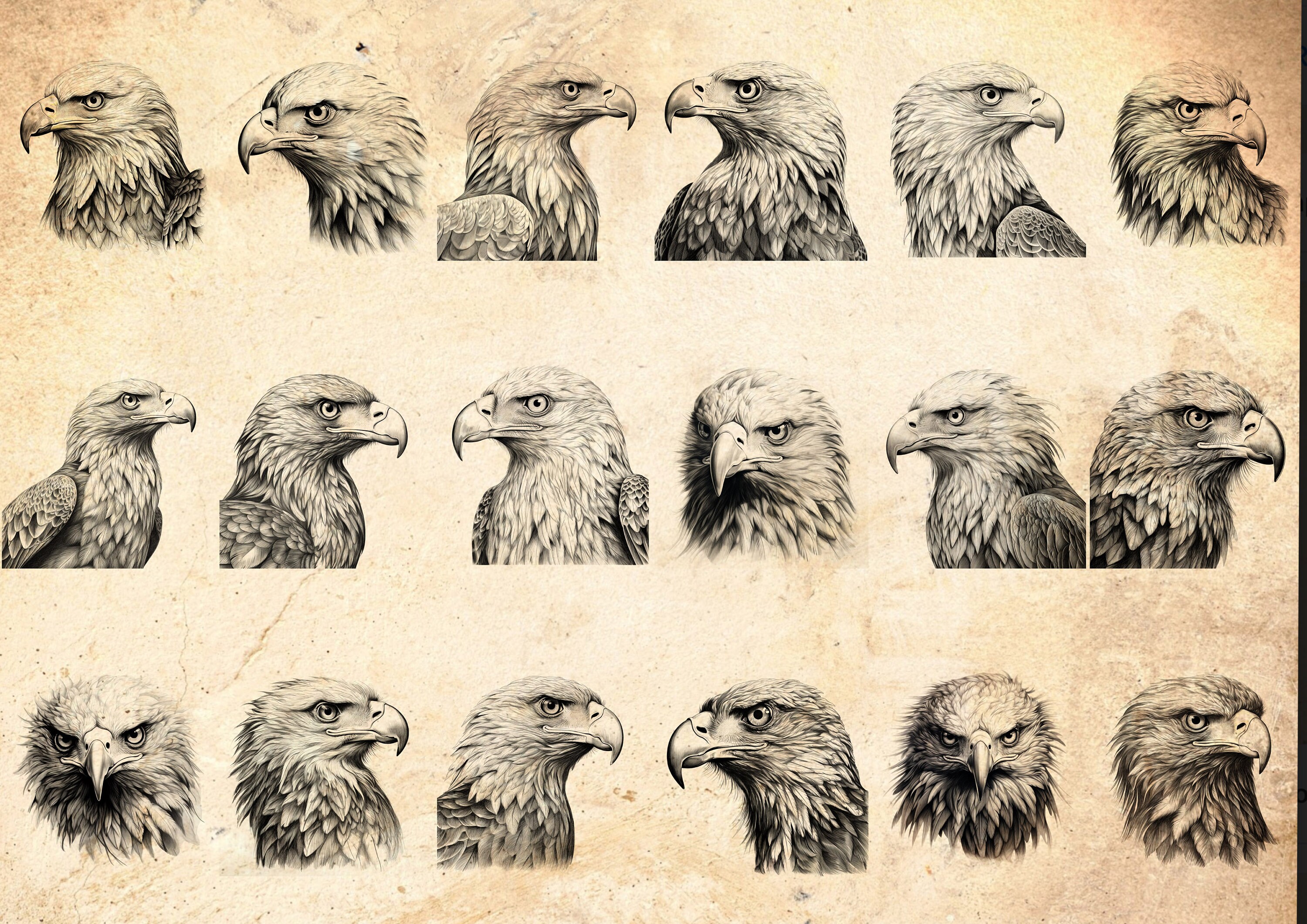100 Eagle Procreate Stamp Brushes: Wildlife, Tattoo Reference (digital ...