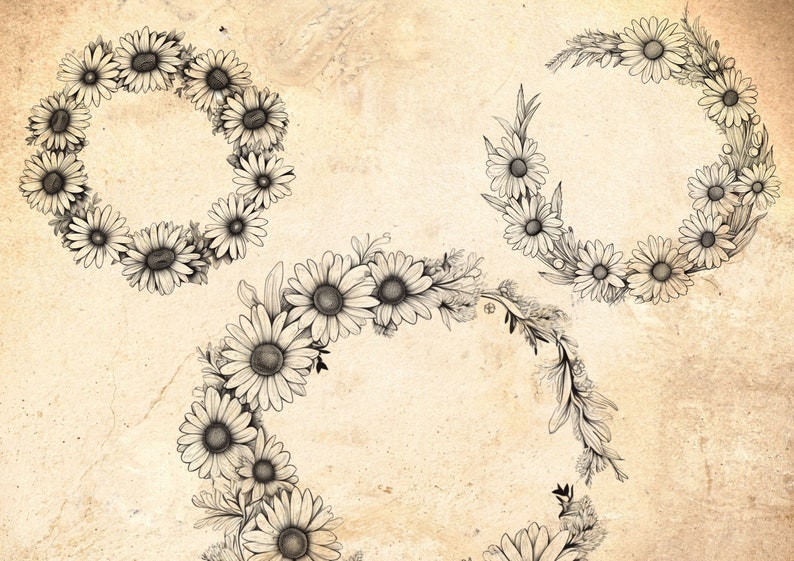 Daisy Flower Procreate Stamp Brushes: Botanical Tattoo Stamps (100 ...