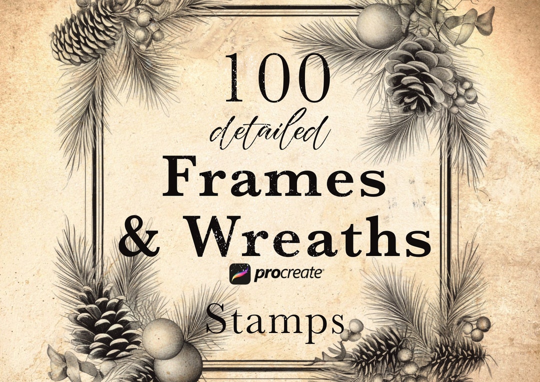 100 Christmas Wreaths and Frames Procreate Brushes (digital Download ...
