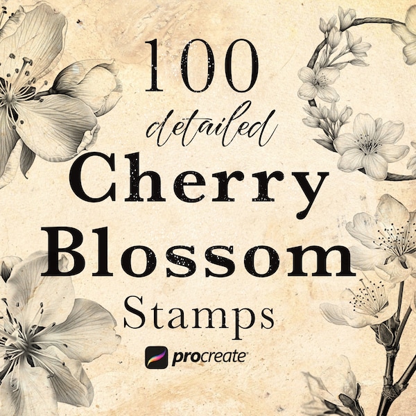 Kirschblüten Procreate Stempelpinsel | Kirschblüten Stempel | Kirschblüten Pinsel | Tattoo Stempel | Botanische Briefmarken |