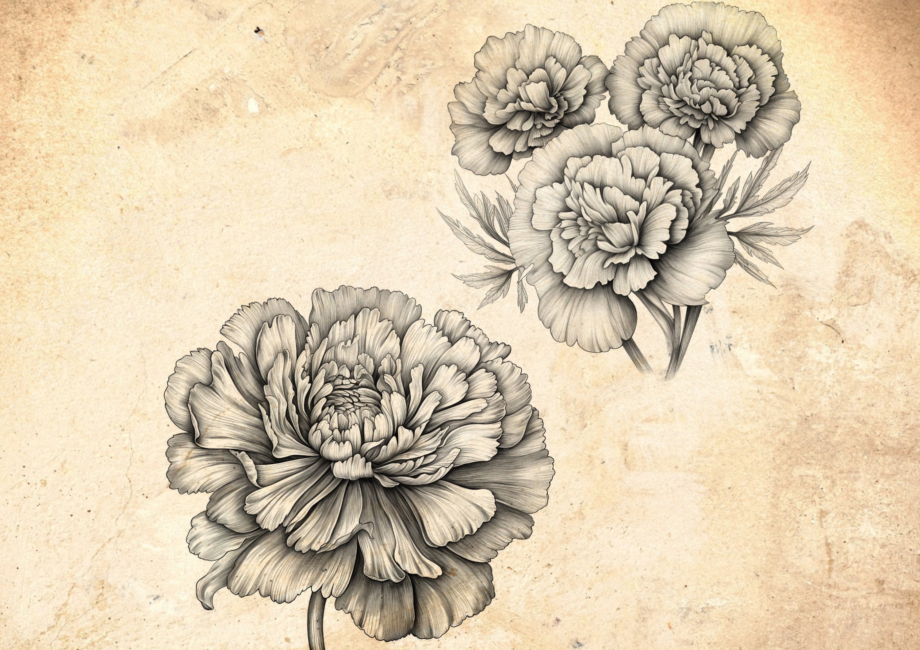 Marigold Flower Procreate Stamp Brushes Tagetes Blossom - Etsy